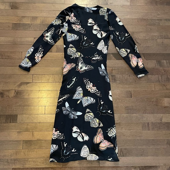 Reiss Butterfly Long Sleeve Midi Front Dress - Size 0 - Picture 5 of 8